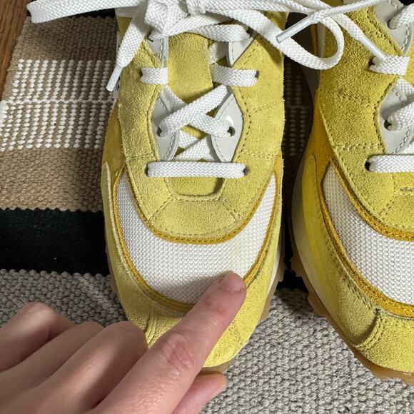 RUN OF MANGO SNEAKERS Women EU38 Yellow LEMONADE Made in Italy Suede Chunky - Picture 6 of 11